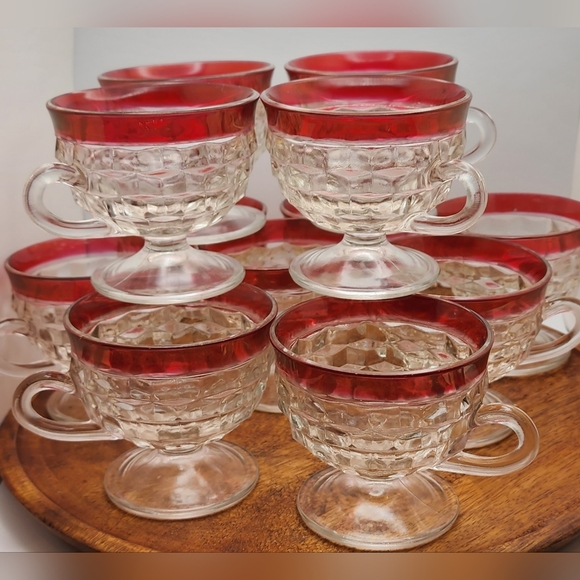 Anchor Hocking Other - 12 Vintage Punch Cups Indiana Glass American Whitehall Colony Ruby Flash